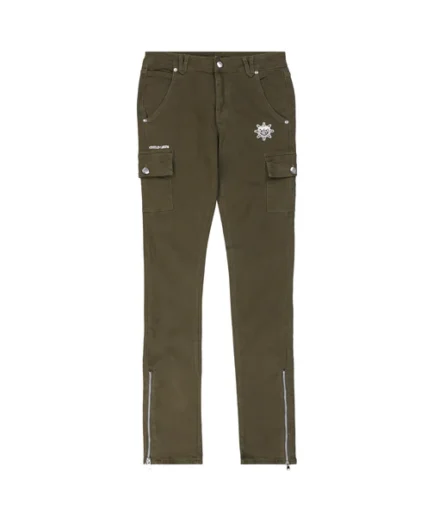 Glo Gang Zip Godet Flare Pant (Olive)