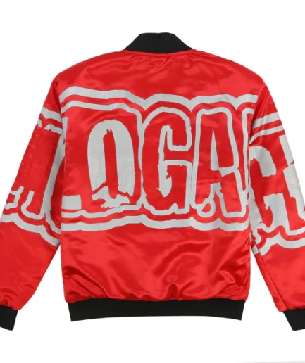 Glo Gang Oversized Font Logo Bomber Jacket (Red)